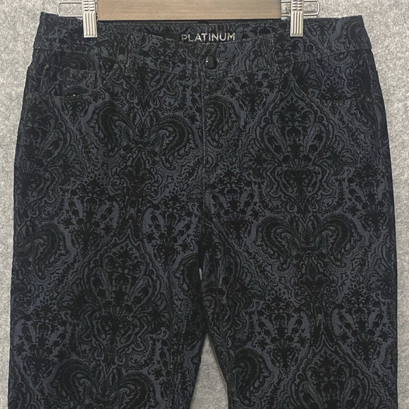 Chicos Paisley Jeans Womens Sz 1 US 8 Black Velvet Textured Stretch Party‎ - Picture 3 of 10